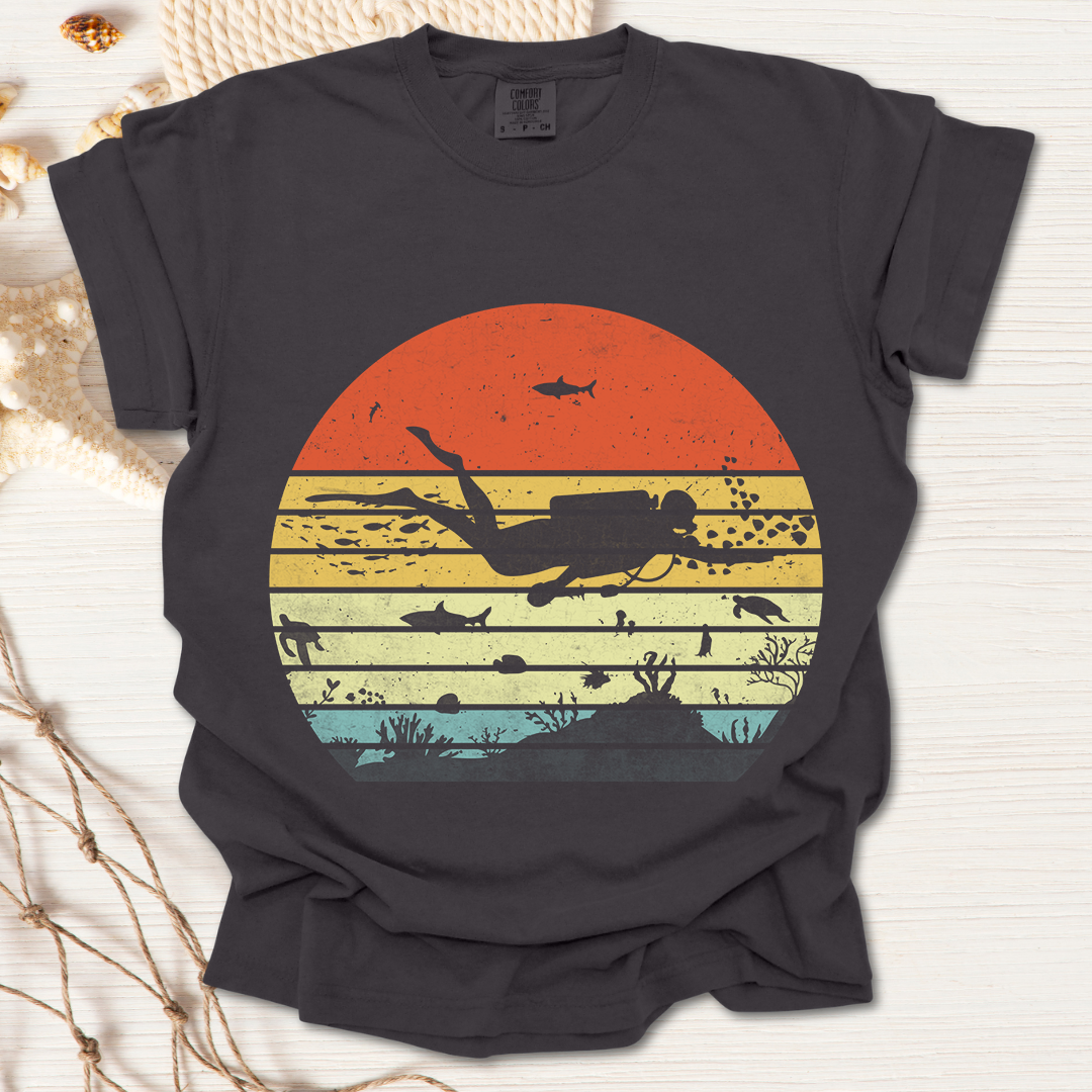 Scuba Diver Retro Tshirt