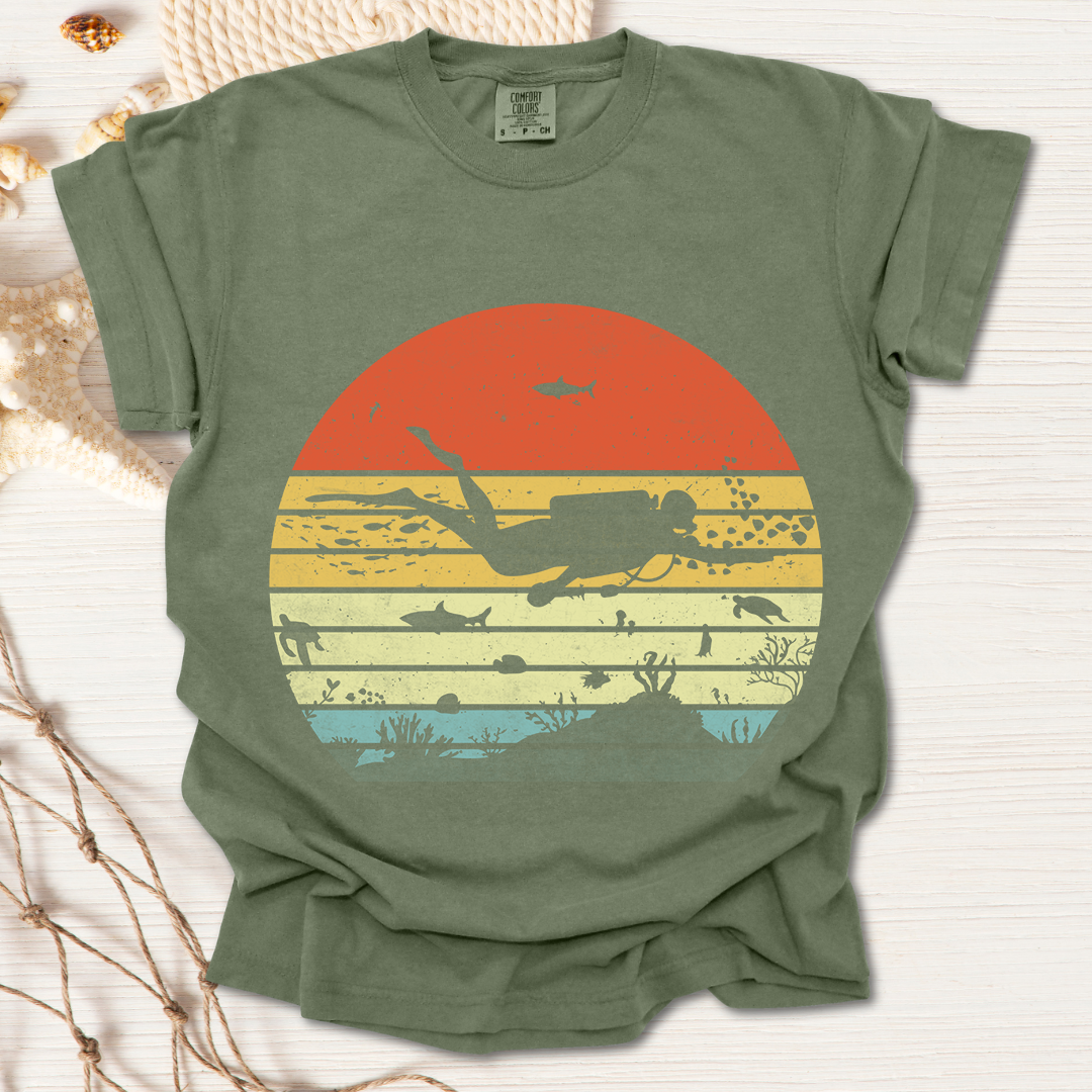 Scuba Diver Retro Tshirt