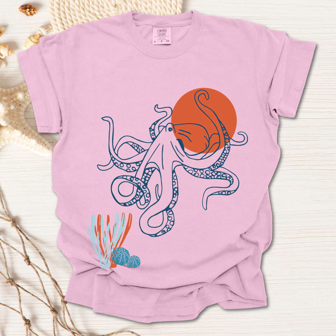 Red Sun Octopus Tshirt