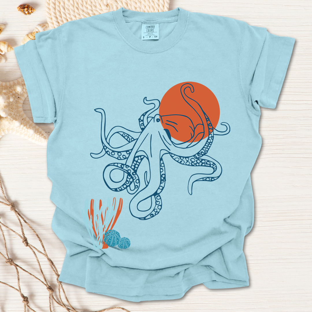 Red Sun Octopus Tshirt