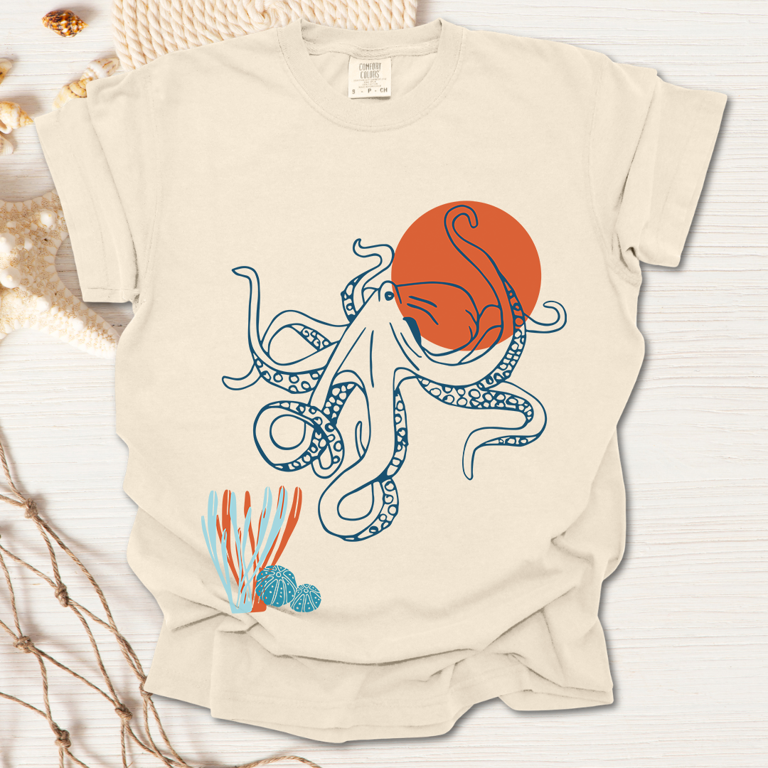 Red Sun Octopus Tshirt