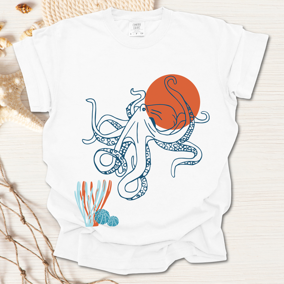 Red Sun Octopus Tshirt