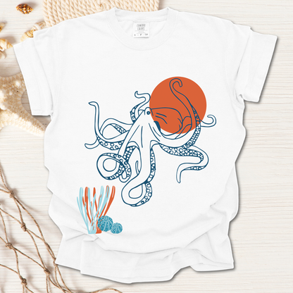 Red Sun Octopus Tshirt